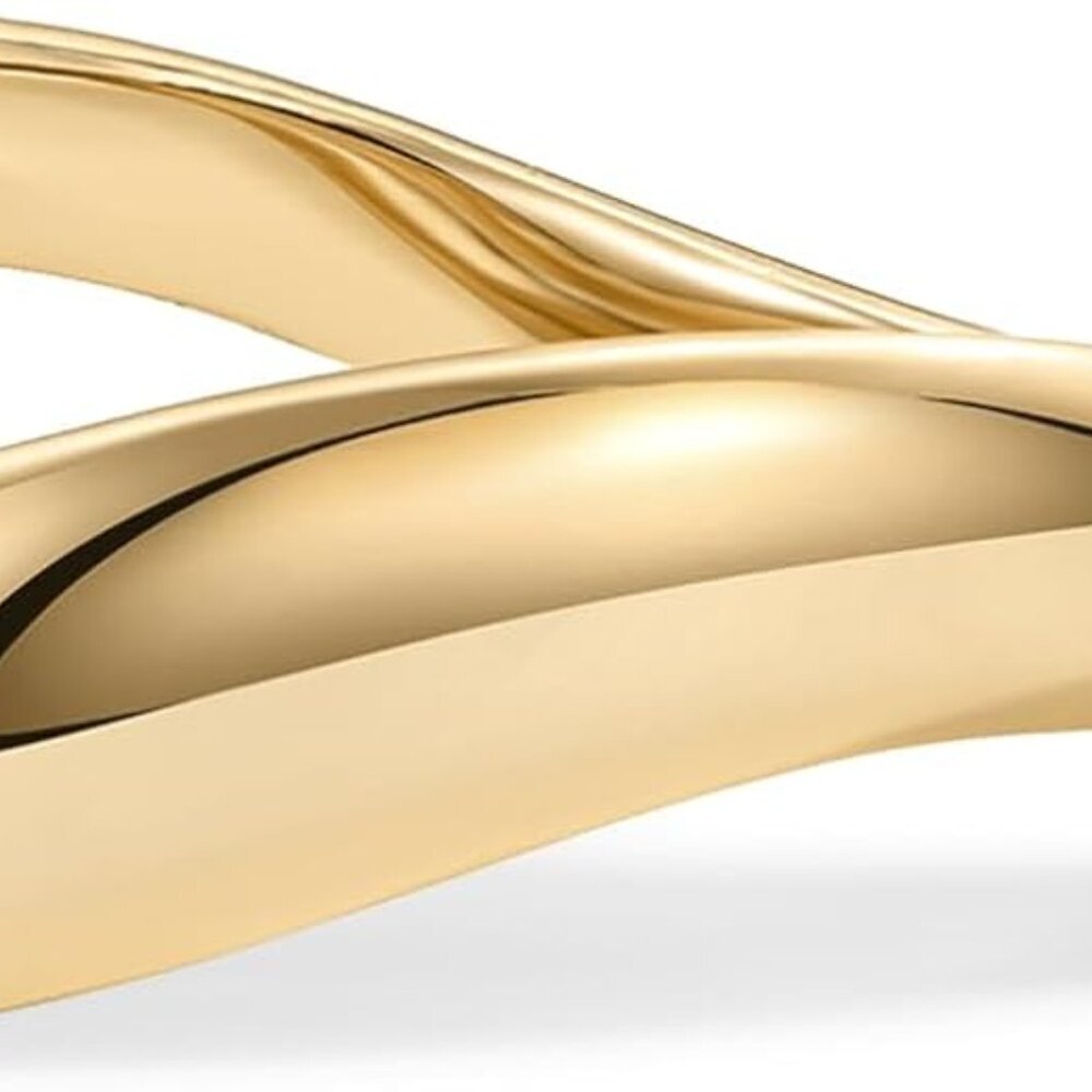 14K Gold Plated Wavy Stackable Ring for Women | Twisted Wave Band | Delicate Ete